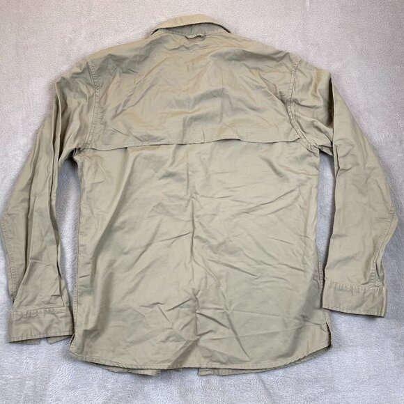 Vintage Eddie Bauer Mens Athletic Shirt Medium Outdoors Long Sleeve Utility Tan - Picture 10 of 10